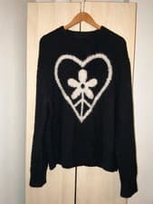 Image of New Men's ALLSAINTS Black- Love Heart Oversized Knitted Jumper Size XL