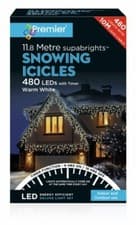 Image of Premier 480 LED Snowing Icicle Christmas Lights With Timer - Warm White