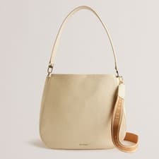 Image of Ted Baker Darciel Branded Webbing Leather Hobo Bag - Natural Ivory