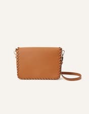 Image of Monsoon Accessorize London Whipstitch Flap Crossbody Bag Clay Brown