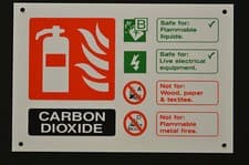 Image of Fire Extinguisher Identification Sign Carbon Dioxide 150mm x 100mm Silk Screened