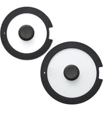 Image of Tower Freedom Glass Lids with Silicone Edges, 24cm/28cm, 2 Piece, Black T800206