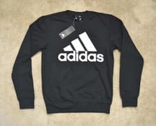 Image of ADIDAS MEN'S ESSENTIALS BIG LOGO FLEECE SWEATSHIRT – BLACK COLOR IN SIZE SMALL