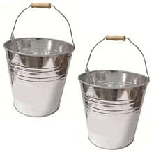 Image of Traditional Strong Galvanised Steel Bucket Pail 12L Capacity - Value Pack of 5
