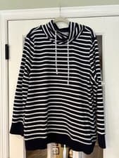 Image of NWT iMove FDJ French Dressing Jeans Funnel Neck Navy & White striped Tunic XXL
