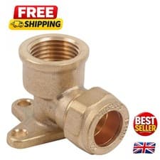 Image of Brass Compression Elbow 15mm x 1/2inch - Quick Install for Outdoor Plumbing