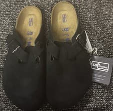 Image of NEW IN BOX BIRKENSTOCK BOSTON CLOGS SIZE UK 5 REGULAR BLACK SUEDE EUR 38