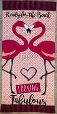Image of FLAMINGOS BEACH TOWEL VERY SOFT MICROFIBRE 150cm x 70cm FAST DRYING