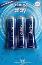 Image of Durex Feel Play Lube 3 X 2 = 6 pack of 50 mL Adult Sex Lubricant Real Feel