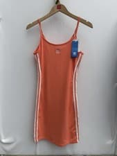 Image of Adidas Originals Tank Dress Coral White 3 Stripe Logo Womens UK 10 BNWT FM3279