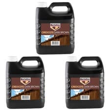 Image of 3x Bartoline Dark Brown Creocote Oil-Based Timber Treatment For Exterior Wood 4L