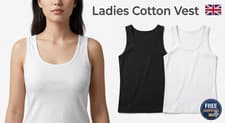 Image of 1,2 PACK LADIES Women COTTON VEST WOMEN PLAIN SUMMER CASUAL TANK TOP T SHIRT