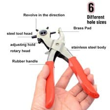 Image of 6 Sizes Revolving Leather Punch Plier  DIY Belt EYELET Hole Puncher Tool