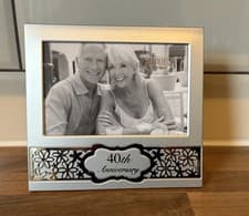Image of Photo Frame 40th Anniversary Silver Tone For Photos 4” X 6”