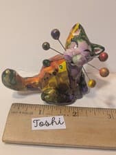 Image of Shiny, Tiny Toshi. Multicolor WhimsiClay mini Cat , Amy Lacombe original