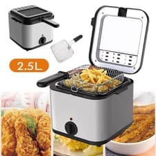 Image of 2.5Ltr Compact 1000W Electric Stainless Steel Deep Fat Fryer Non-stick Chip Pan
