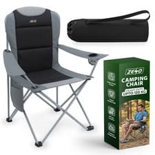 Image of DELUXE FOLDING PADDED CAMPING CHAIR WITH CUP HOLDER & SIDE POCKETS HOLDS 120KG