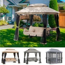 Image of 3 Seater Swing Chair Hammock Gazebo Lounger Cushioned Seat Waterproof