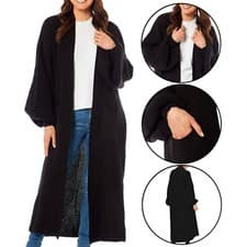 Image of Women Chunky Knitted Oversized Cardigan Ladies Balloon Sleeve Long Maxi Cardigan