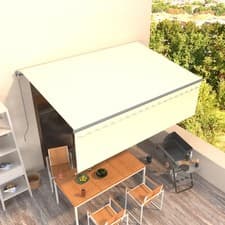 Image of Manual Retractable Awning with Blind 4x3m Cream vidaXL