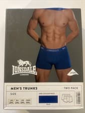 Image of MENS ROYAL BLUE LION 2 PACK LONSDALE BOXER TRUNK SHORTS UNDERWEAR 2XL