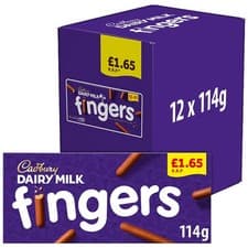 Image of Cadbury Dairy Milk Fingers Milk Chocolate Covered Biscuits 114g PMP £1.65