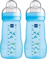 Image of Easy Active Baby Bottles 2 Pack (2 x 270ml) | Medium Flow Teats Size 2 | Blue