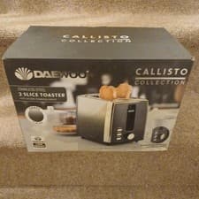 Image of Daewoo Callisto 2-Slice Toaster Stainless Steel Ombre Finish Defrost Reheat 900W