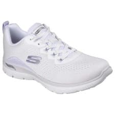 Image of Skechers 150754 Arch Fit Summits Daily Flow Ladies White/Lavender Textile Vegan