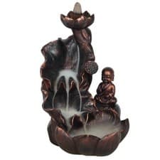 Image of Backflow Incense Cone Burner Bronze Buddha - Cool Smoke Effect! 17x11.5x11.5cm