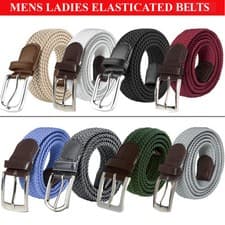 Image of Enzo Stretch Belts Mens Womens Elasticated Braided Woven Belt with Metal Buckle
