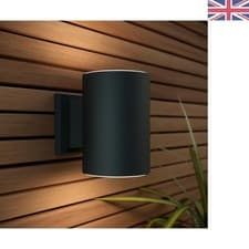 Image of Modern Anthracite Solar Powered Wall Light with USB Charge - Outdoor Elegance