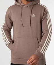 Image of adidas Originals Mens Hoodie M L XL 3 Stripes Pullover Pouch Brown JP1000
