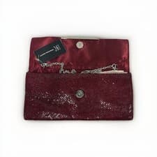 Image of I.N.C Mesh Foldover Wristlet Clutch Evening Bag Cranberry New | Free Ship!