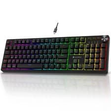 Image of KOORUI Gaming Keyboards, 26 RGB Backlit Mechanical Keyboard Wired 104 Keys Full