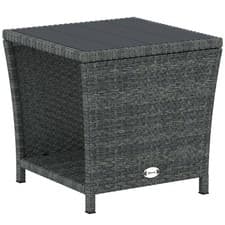 Image of Outsunny Side Table 2-Tier with Storage Shelf/Grey