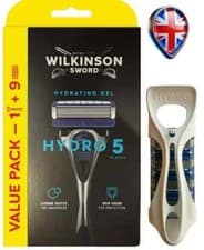 Image of Wilkinson Sword Hydro 5 Razor Handle with 9 Replacement Cartridges + FREE Holder