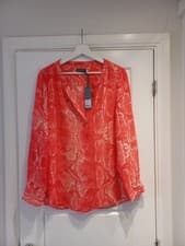 Image of Mint Velvet Red White Tori Snake Print Blouse Shirt Size 18 Uk New Chiffon