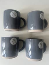Image of Set Of 4 Stoneware Mug with Natural Base Grey Hand Finished