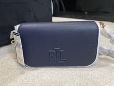 Image of Lauren Ralph Lauren Women's Navy Adley Leather Cross Body Bag