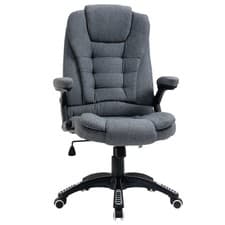 Image of Vinsetto High Back Home Office Chair Swivel Linen Fabric Desk Chair, Dark Grey