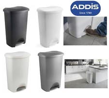 Image of ADDIS 50L FOOT PEDAL BIN DUSTBIN PLASTIC RUBBISH PAPER WASTE KITCHEN OFFICE BINS