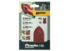 Image of 5PC Sanding Sheets Piranha Mouse Detail Fit Black and Decker Palm Sander MIX SET
