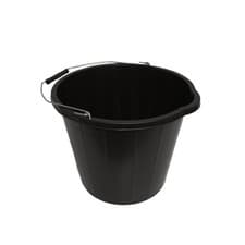 Image of LITETRON Black Plastic Builders Bucket 3 Gallons 14L Heavy Duty Work Water Feed