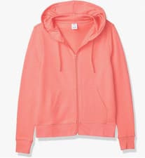 Image of Amazon Essentials Womens French Terry Fleece Full-Zip Hoodie - CORAL - XL