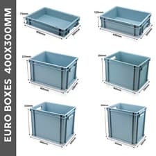 Image of 400 x 300mm Heavy Duty Plastic Stacking Industrial Euro Storage Containers Boxes
