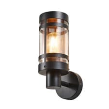 Image of Litecraft Fowler Wall Light Outdoor IP44 Lantern With Brass Mesh Insert - Black