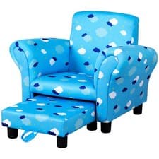 Image of HOMCOM Kids Armchair Toddler Sofa Seat Set with Footrest Padding Couch Blue