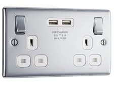 Image of British General (BG) 2 Gang 2 USB socket (choice of various finishes)