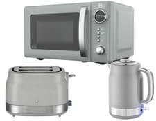 Image of Swan Retro Revive Grey Jug  Kettle 2 Slice Toaster Digital Microwave Kitchen Set